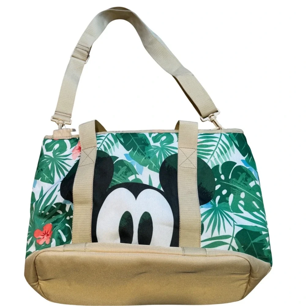 Disney Minnie Mouse Tropical Tote Bag Floral Palm Print Crossbody‎ Shoulder Zip